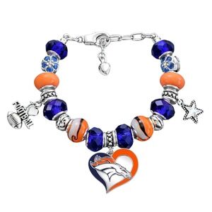 Denver Broncos Charm Bracelet, Broncos Jewelry for Women